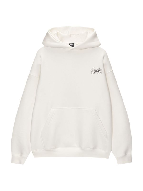 Pull&Bear Pull&Bear Sweater majica 'STWD'  crna / bijela