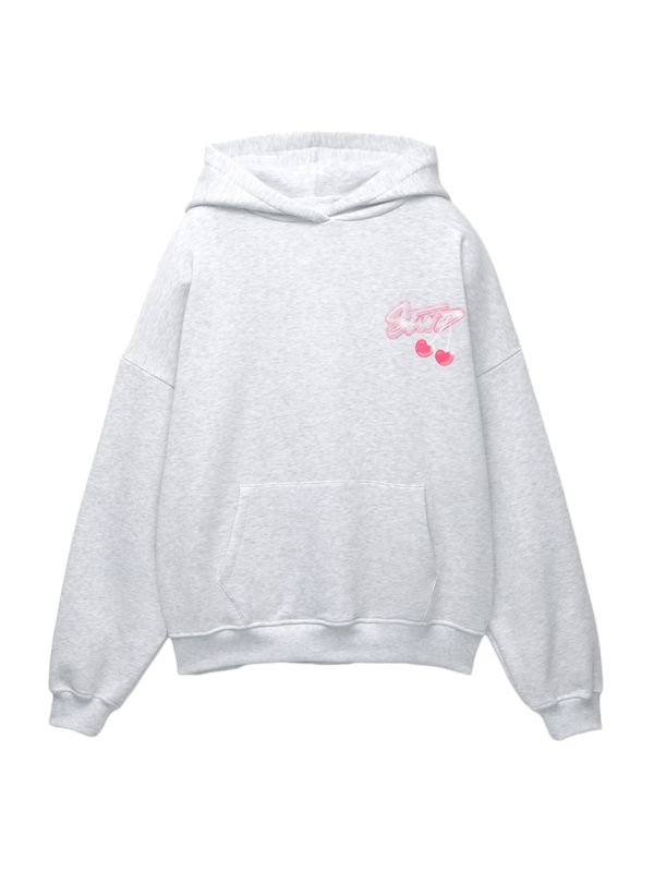 Pull&Bear Pull&Bear Sweater majica 'STWD'  svijetlosiva / magenta / bijela