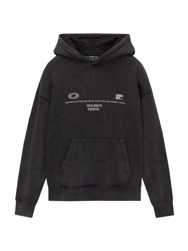 Pull&Bear Pull&Bear Sweater majica  svijetlobež / crna / vuneno bijela