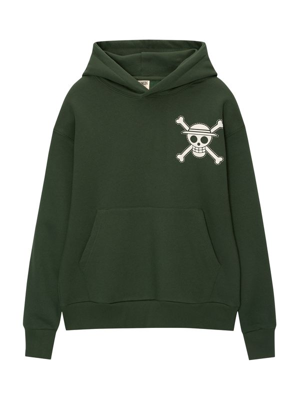 Pull&Bear Pull&Bear Sweater majica  tamno zelena / bijela