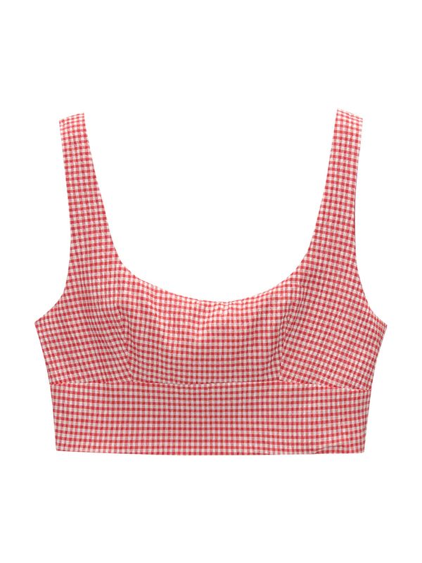 Pull&Bear Pull&Bear Top  crvena / bijela