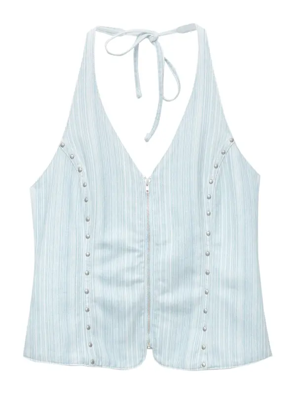 Pull&Bear Pull&Bear Top  pastelno plava / svijetloplava / prljavo bijela