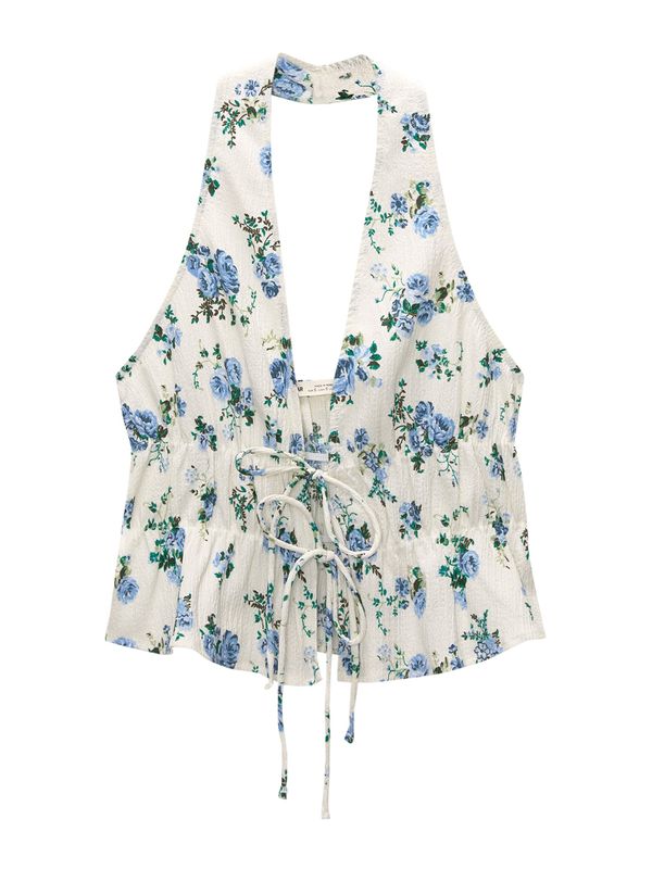 Pull&Bear Pull&Bear Top  plava / svijetloplava / zelena / bijela