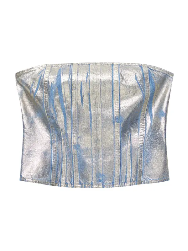 Pull&Bear Pull&Bear Top  plavi traper / zlatna