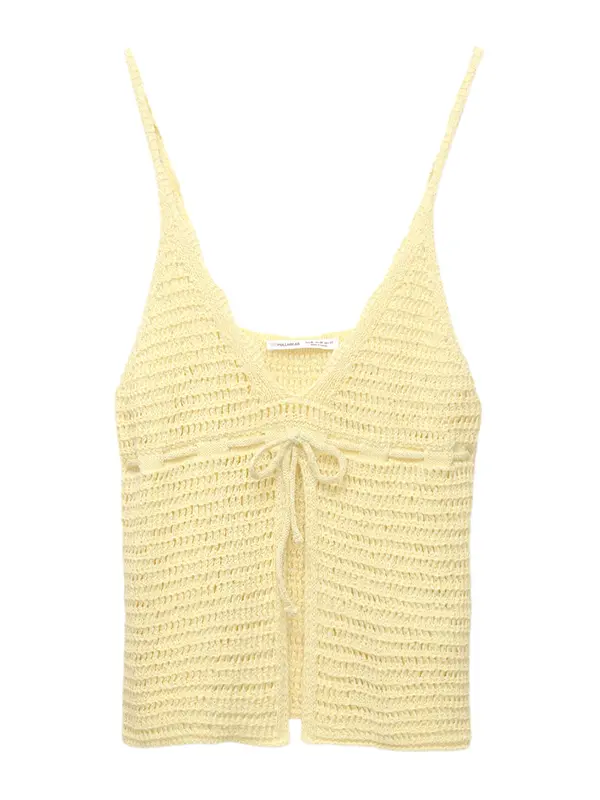 Pull&Bear Pull&Bear Top s naramenicama  pastelno žuta