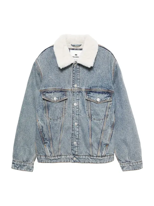 Pull&Bear Pull&Bear Zimska jakna  plavi traper / bijela