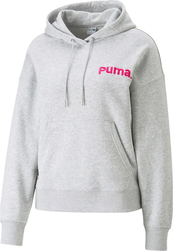 PUMA PUMA Sweater majica 'Team'  siva melange / roza / bijela
