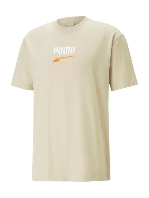 PUMA PUMA Tehnička sportska majica 'Downtown'  sivkasto bež / narančasta / bijela