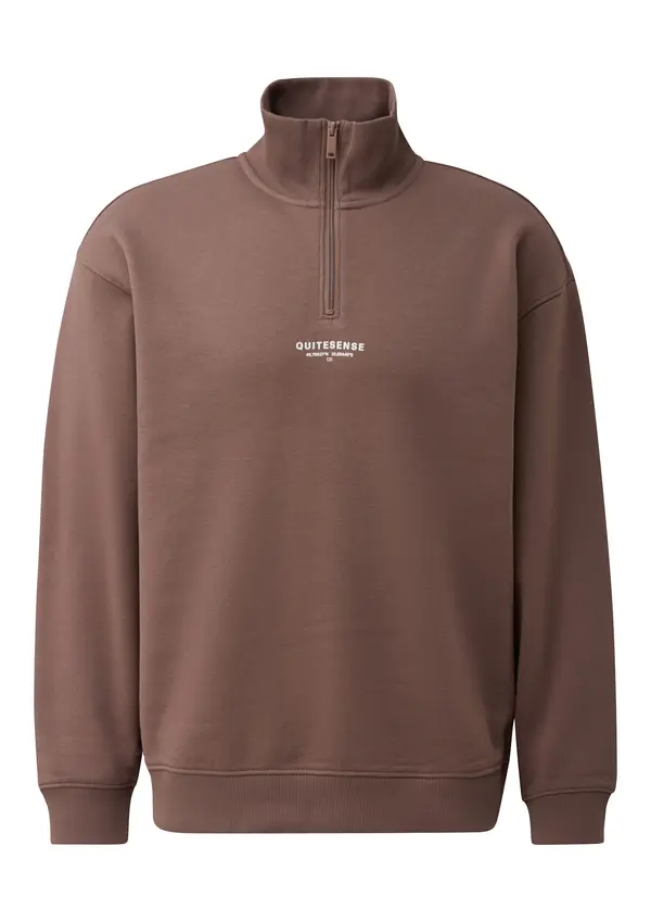 QS QS Sweater majica  smeđa / bijela