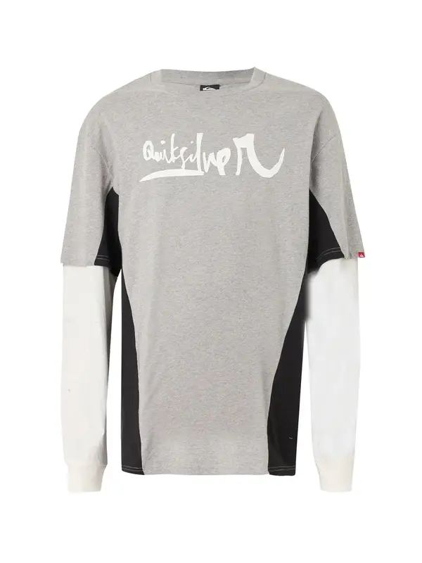 QUIKSILVER QUIKSILVER Tehnička sportska majica 'SYNC DOUBLE'  siva / crna / bijela