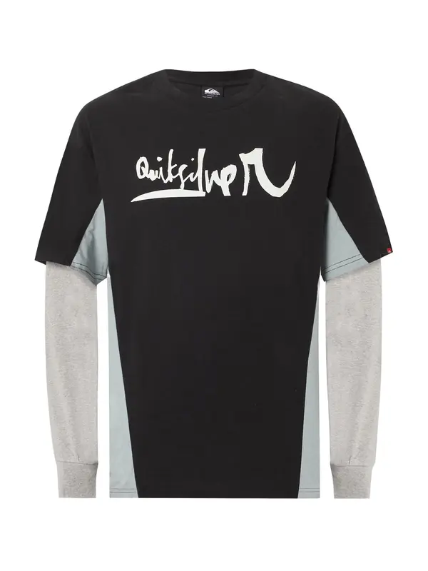 QUIKSILVER QUIKSILVER Tehnička sportska majica 'SYNC DOUBLE'  siva / crna / bijela