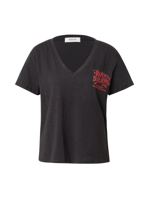 REPLAY REPLAY Majica  crvena / crna