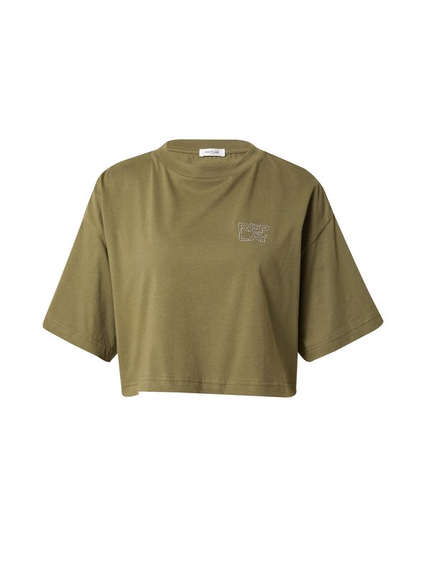 REPLAY REPLAY Majica  maslinasta / srebro