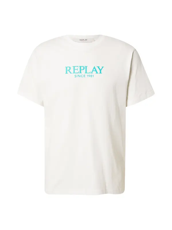 REPLAY REPLAY Majica  tirkiz / prljavo bijela