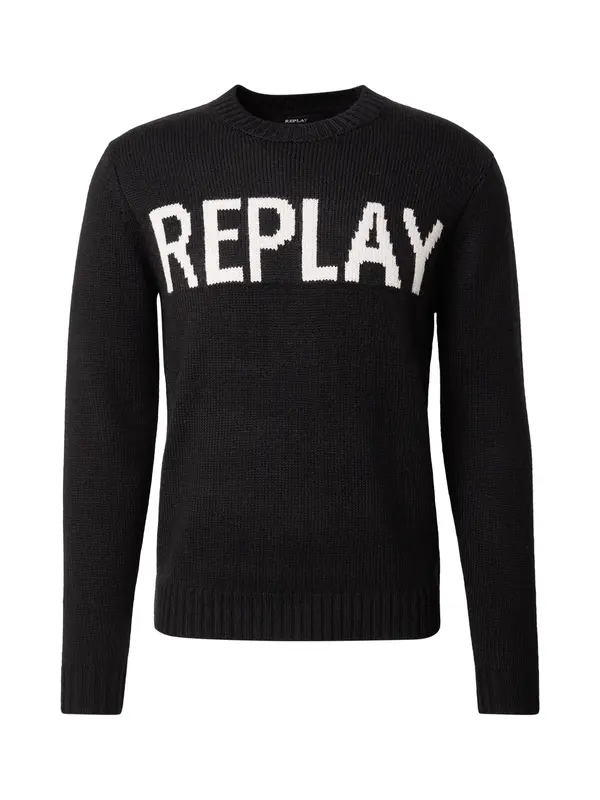 REPLAY REPLAY Pulover 'Masche'  crna / bijela