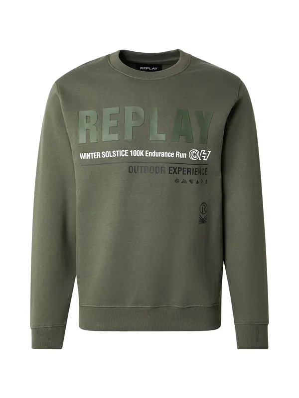 REPLAY REPLAY Sweater majica  kaki / crna / bijela