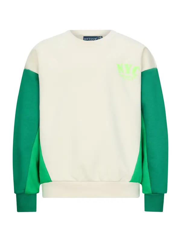 Retour Jeans Retour Jeans Sweater majica 'Kikki'  svijetlobež / zelena / travnato zelena