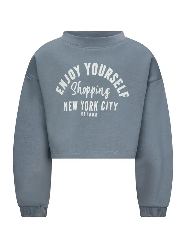 Retour Jeans Retour Jeans Sweater majica 'Puck'  dimno siva / bijela