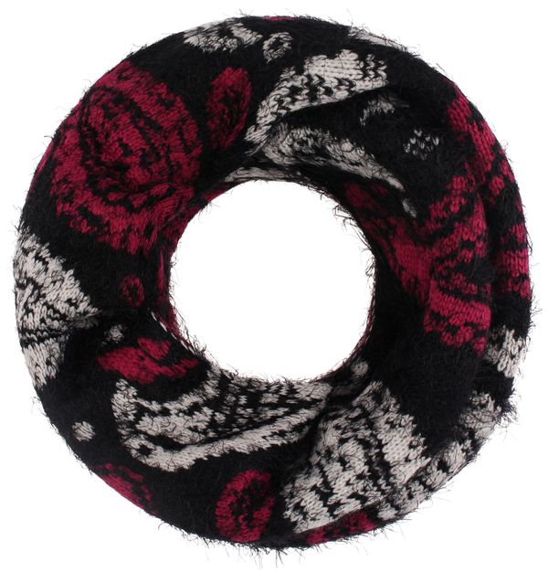 RISA RISA Kružni šal  bež / tamno crvena / crna