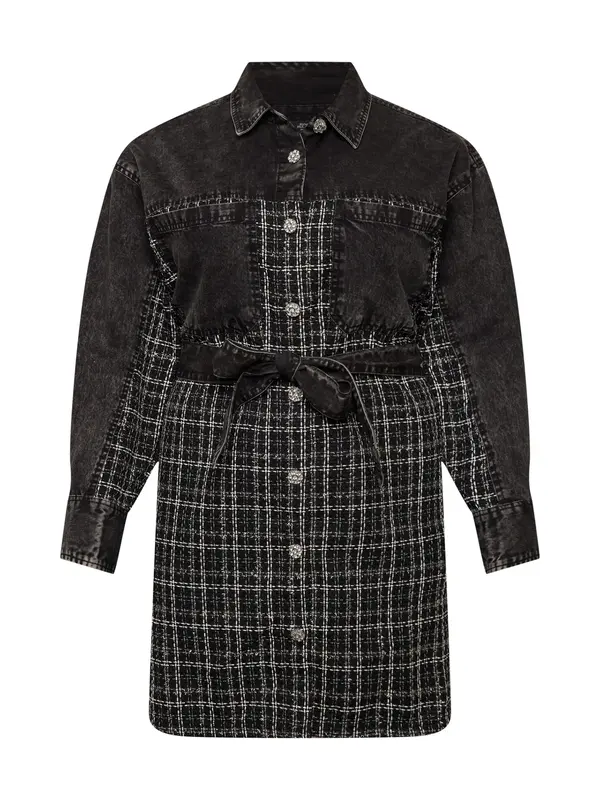 River Island Plus River Island Plus Košulja haljina  crna / crni traper / bijela