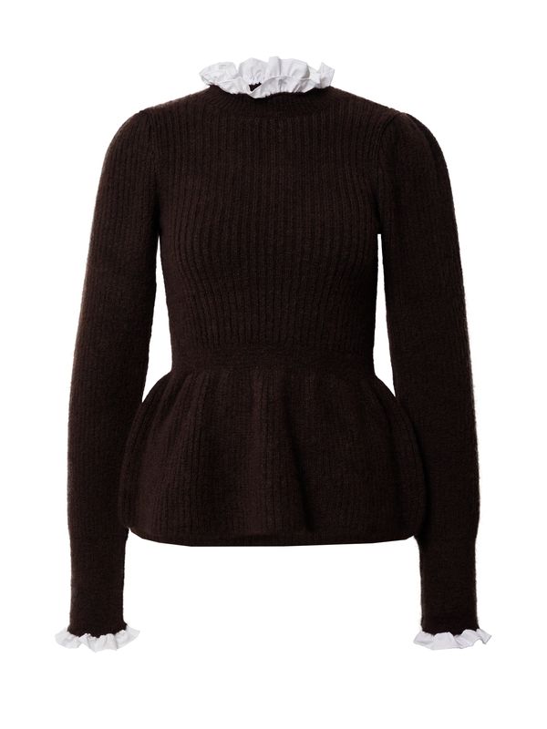 River Island River Island Pulover  tamno smeđa / bijela