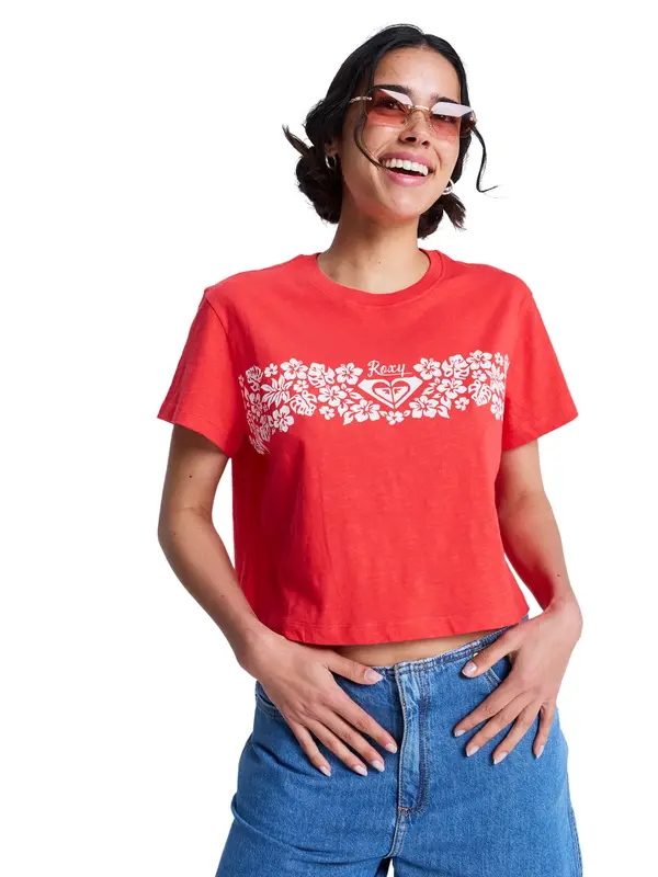 ROXY ROXY Majica 'Endless Weekends'  crvena / bijela