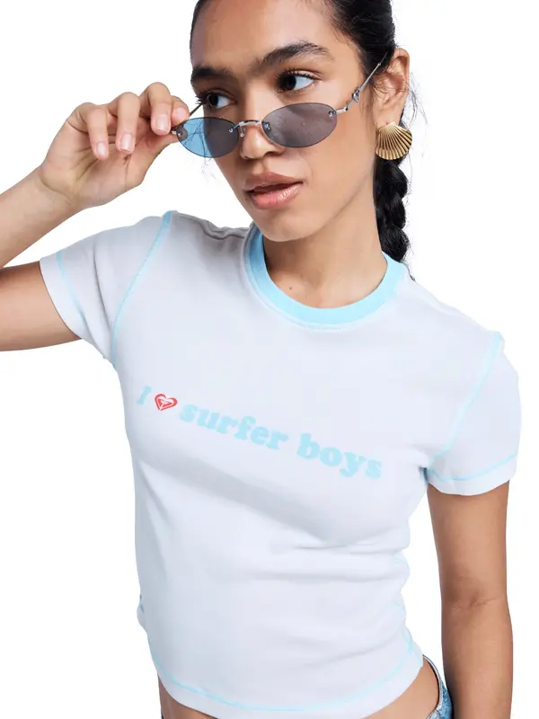 ROXY ROXY Majica 'Sea You Later '  pastelno plava / bijela