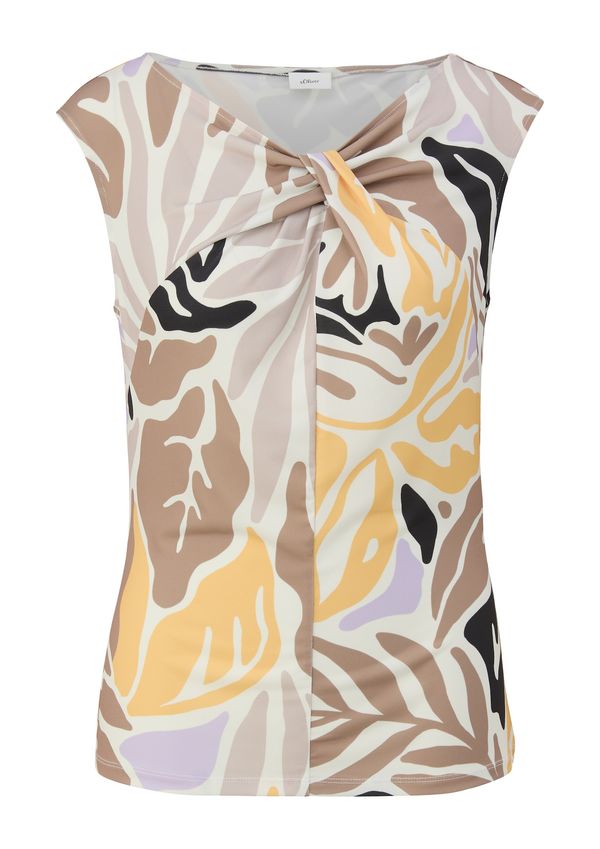 s.Oliver BLACK LABEL s.Oliver BLACK LABEL Majica  nude / boja devine dlake (camel) / ecru/prljavo bijela / crna