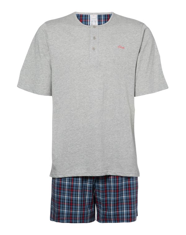 s.Oliver s.Oliver Kratka pidžama  morsko plava / svijetloplava / siva melange / karmin crvena