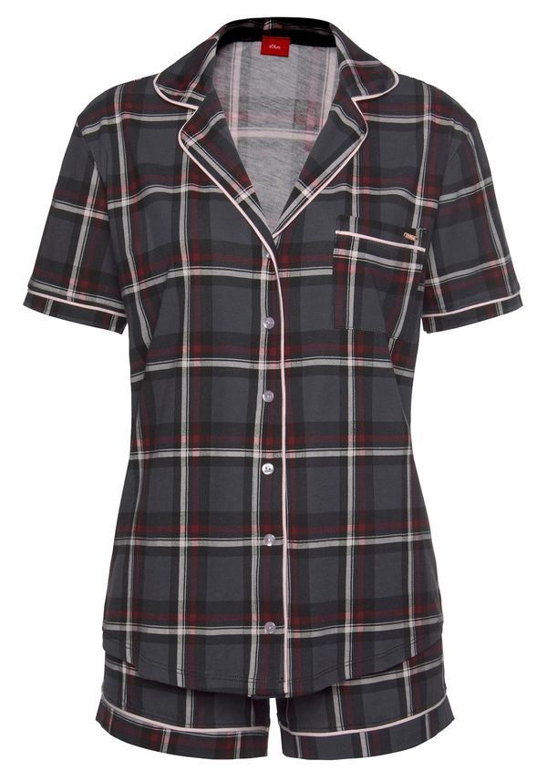 s.Oliver s.Oliver Kratke hlače za spavanje  tamo siva / karmin crvena / crna / bijela