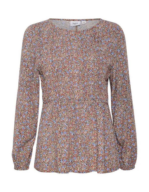 SAINT TROPEZ SAINT TROPEZ Bluza 'Gisla'  svijetloplava / pastelno zelena / pastelno crvena / bijela