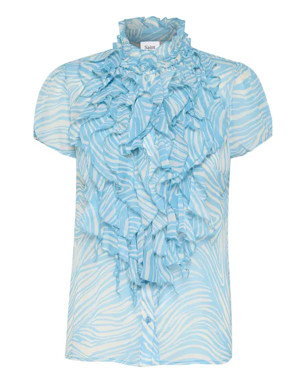 SAINT TROPEZ SAINT TROPEZ Bluza 'Lilja'  akvamarin / bijela