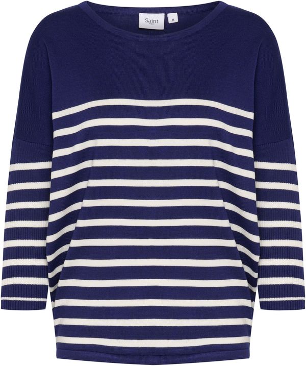 SAINT TROPEZ SAINT TROPEZ Pulover 'Mila'  tamno plava / bijela