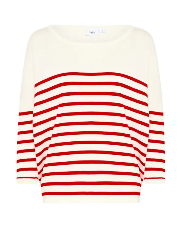 SAINT TROPEZ SAINT TROPEZ Pulover 'MilaSZ'  crvena / bijela