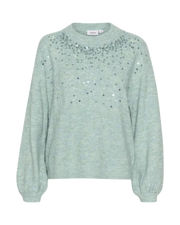 SAINT TROPEZ SAINT TROPEZ Pulover 'SZ Barbel'  plava melange / srebro