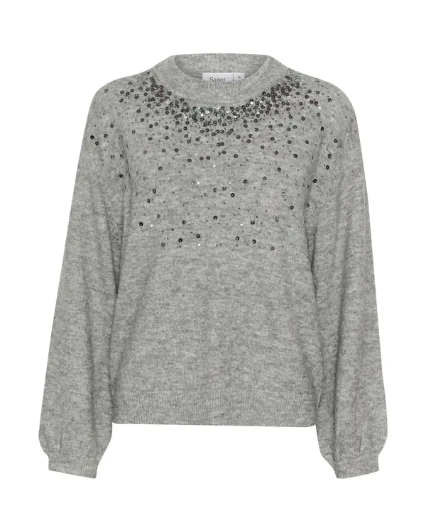 SAINT TROPEZ SAINT TROPEZ Pulover 'SZ Barbel'  siva melange