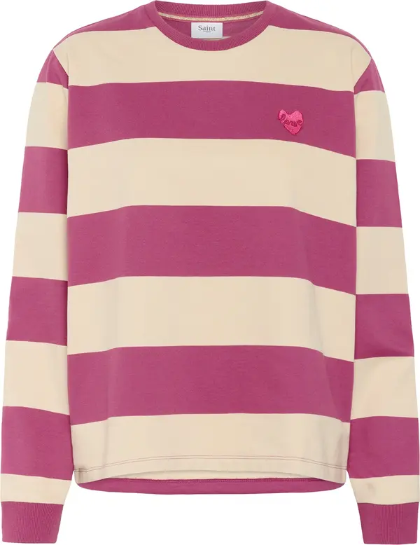 SAINT TROPEZ SAINT TROPEZ Sweater majica 'MajsaSZ'  ecru/prljavo bijela / crvena ljubičasta