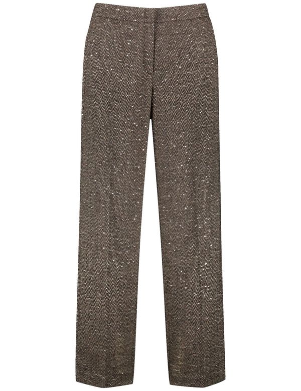 SAMOON SAMOON Hlače na crtu  smeđa / bijela