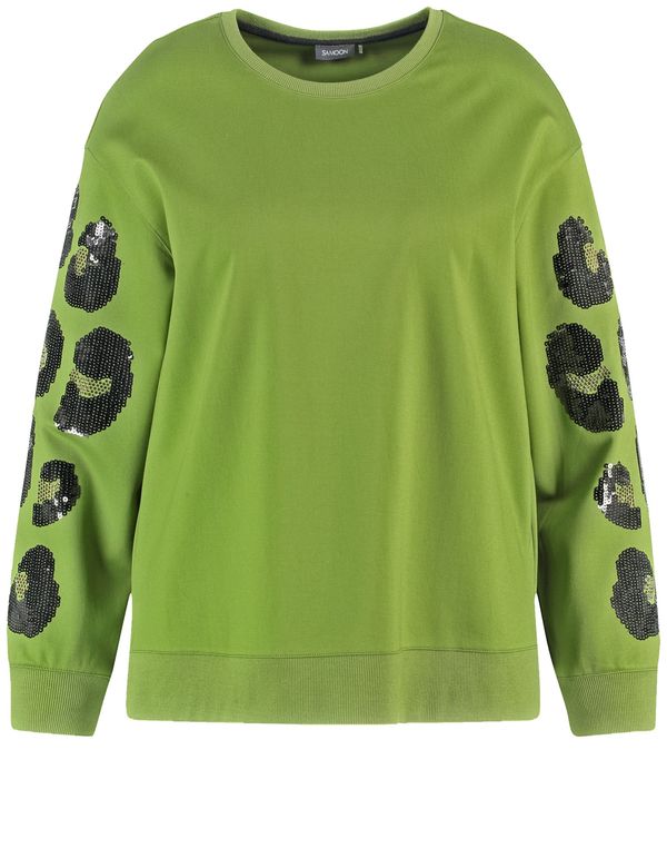 SAMOON SAMOON Sweater majica  kivi zelena / crna