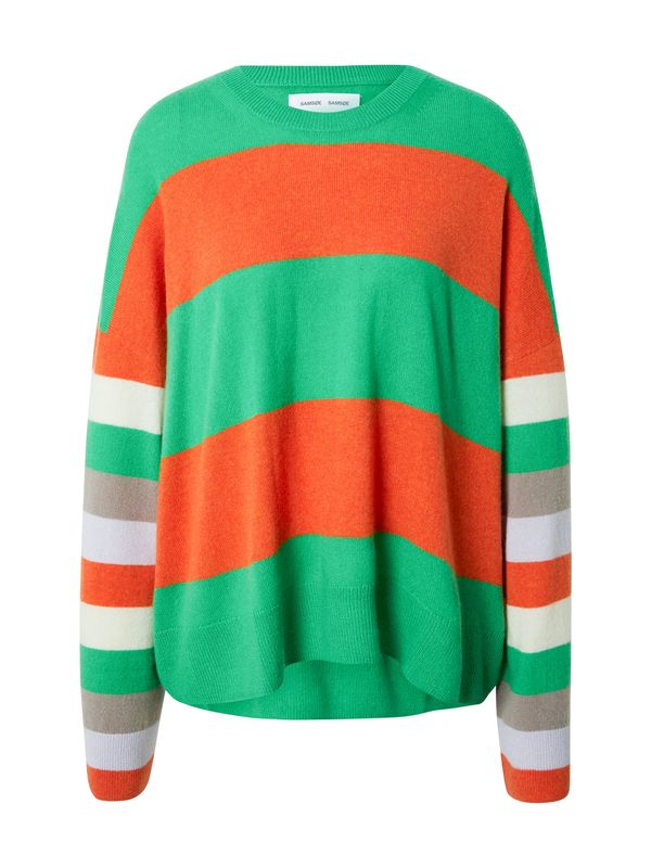 Samsøe Samsøe Samsøe Samsøe Pulover 'NOLA'  kameno siva / žad / narančasta / bijela