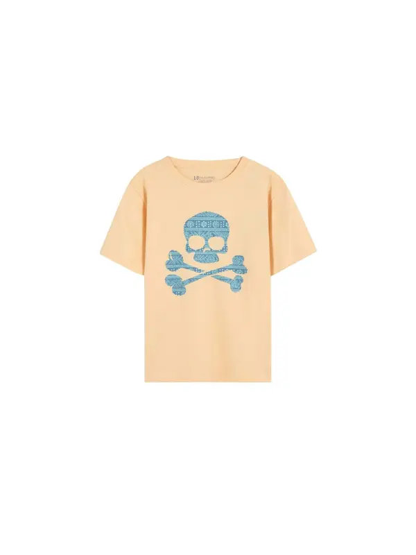 Scalpers Scalpers Majica 'Ikat Skull'  azur / breskva