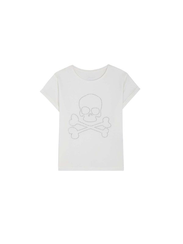 Scalpers Scalpers Majica 'Shiny Skull'  siva / bijela