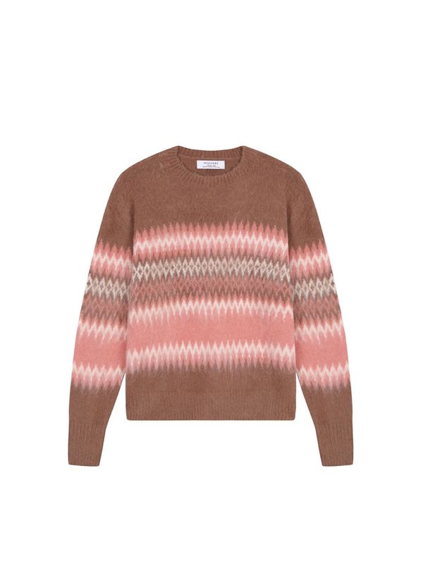 Scalpers Scalpers Pulover 'Farisle'  smeđa / roza / bijela