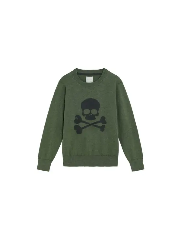 Scalpers Scalpers Pulover 'Skull Intarsia'  antracit siva / kaki