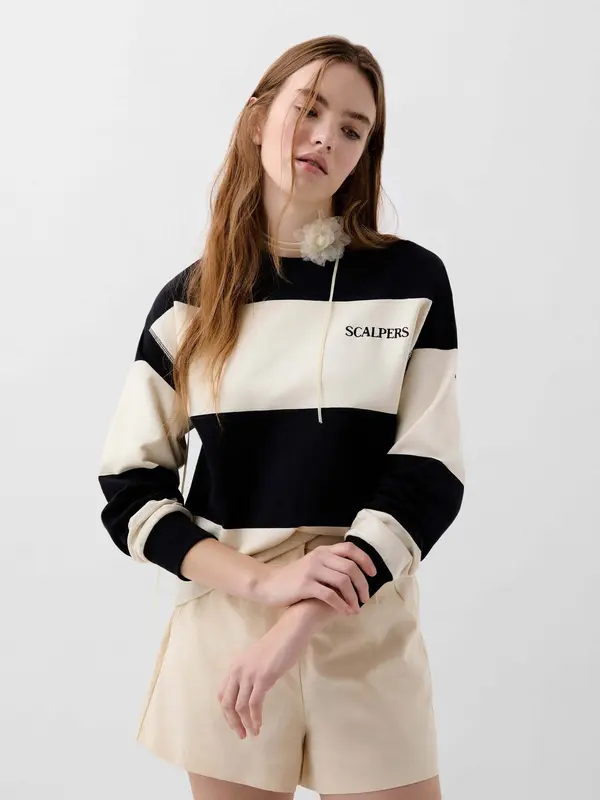 Scalpers Scalpers Sweater majica  bež / crna