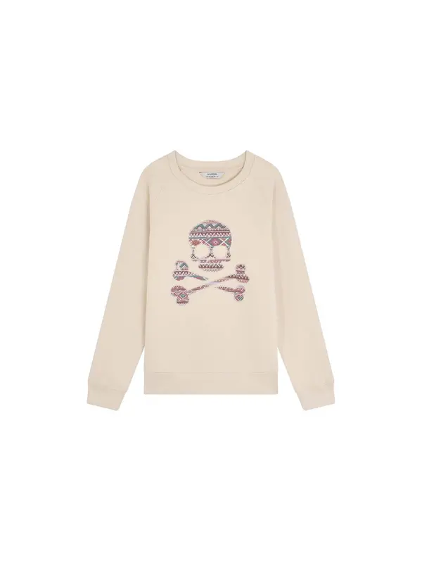 Scalpers Scalpers Sweater majica 'Kilim'  cijan plava / bordo / prljavo bijela