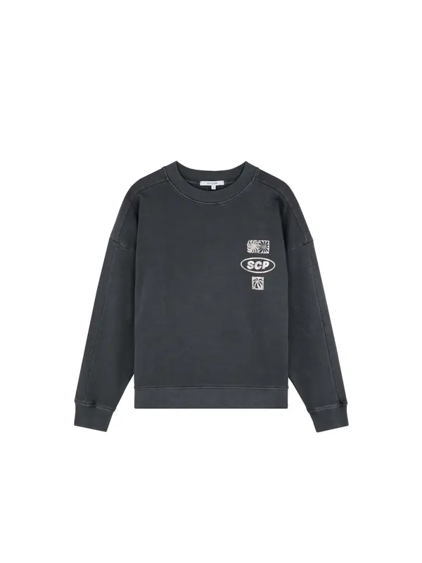 Scalpers Scalpers Sweater majica 'Moya Flow'  tamo siva / srebro