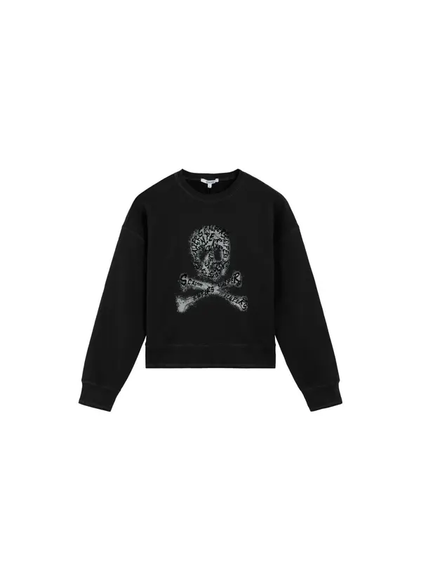 Scalpers Scalpers Sweater majica 'Skullflock'  siva / crna