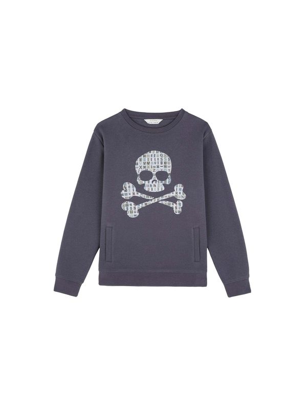 Scalpers Scalpers Sweater majica 'Type Skull'  plava / bijela