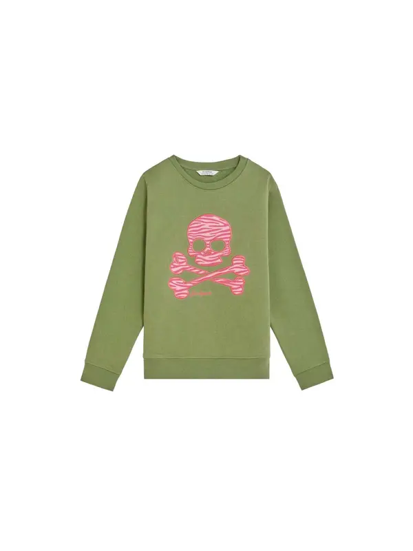 Scalpers Scalpers Sweater majica 'Zebraskullsw'  maslinasta / svijetloroza / bijela